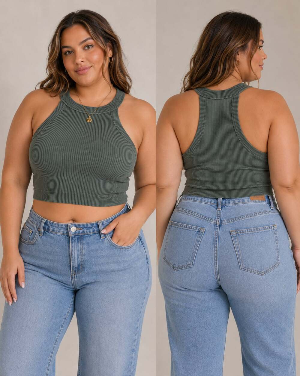 Aerie High Neck Ribbed Crop Top